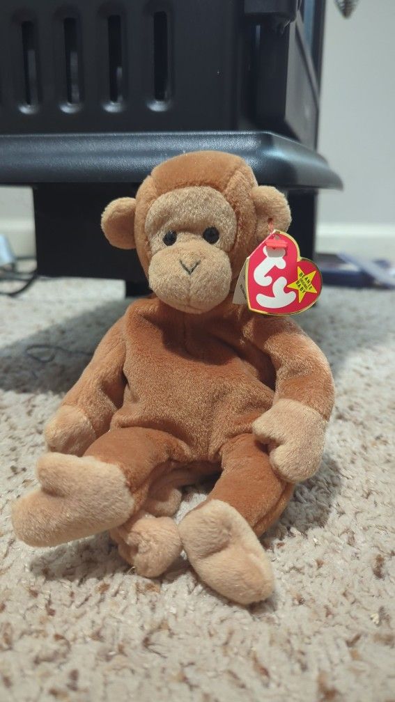 Ty Bongo Monkey Beanie Baby 4067 Tan Tail
