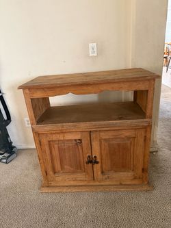 Rustic Wood TV Stand with Cabinet