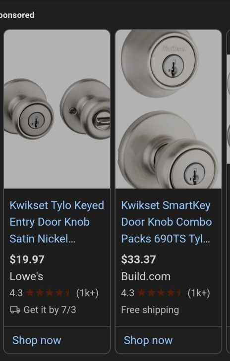 NEW 6 Kwikset Tylo Entry Door Knob with Lock and Key SATIN NICKEL. $60 All