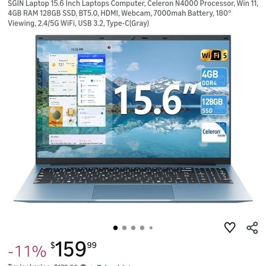 Laptop 15.6" 4gb Ram 128gb
