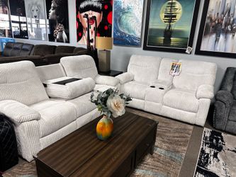 Perfect reclining sofa loveseat! $1499 🤍📦✨