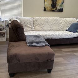 Microfiber Sectional Couch Section With Left Chase. Always Double Covered. 