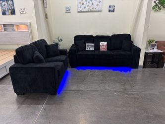 2-Piece Chenille Sofa Set with LED Lights