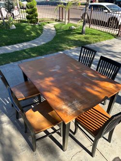 Wood Dining Table with 5 Chairs