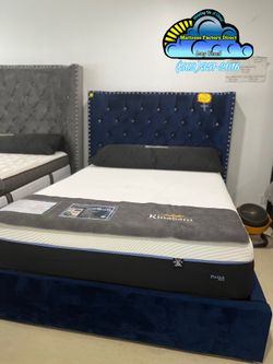 Queen bed frame with mattress cama memory foam Nuevo