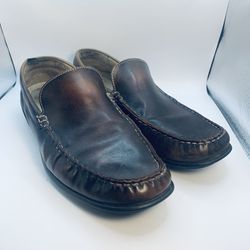Ecco Sz 12 Euro 45 Coffee Brown Classic Leather Driving Loafer 