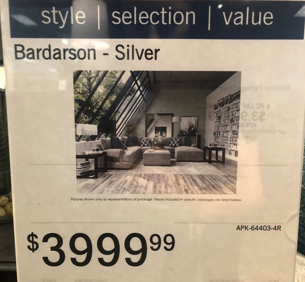 Ashley Furniture Bardarson 4 Piece Silver Grey Sectional Sofa For Open In The Appcontinue To Mobile Website