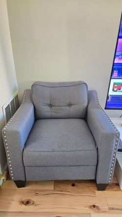 Modern gray tufted loveseat and armchair set