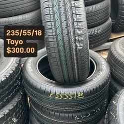 SET OF FOUR USED TIRES TOYO OPEN COUNTRY 235/55/18