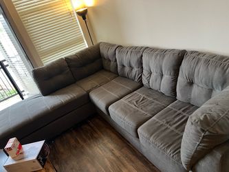Gray Sectional L shape Cloth Couch