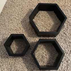Set Of 3 Hexagon Shelves