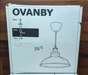 NEW IKEA OVANBY CLEAR GLASS HANGING PENDANT CEILING LAMP LIGHT FIXTURE