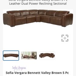 Modern Leather Reclining Sectional 