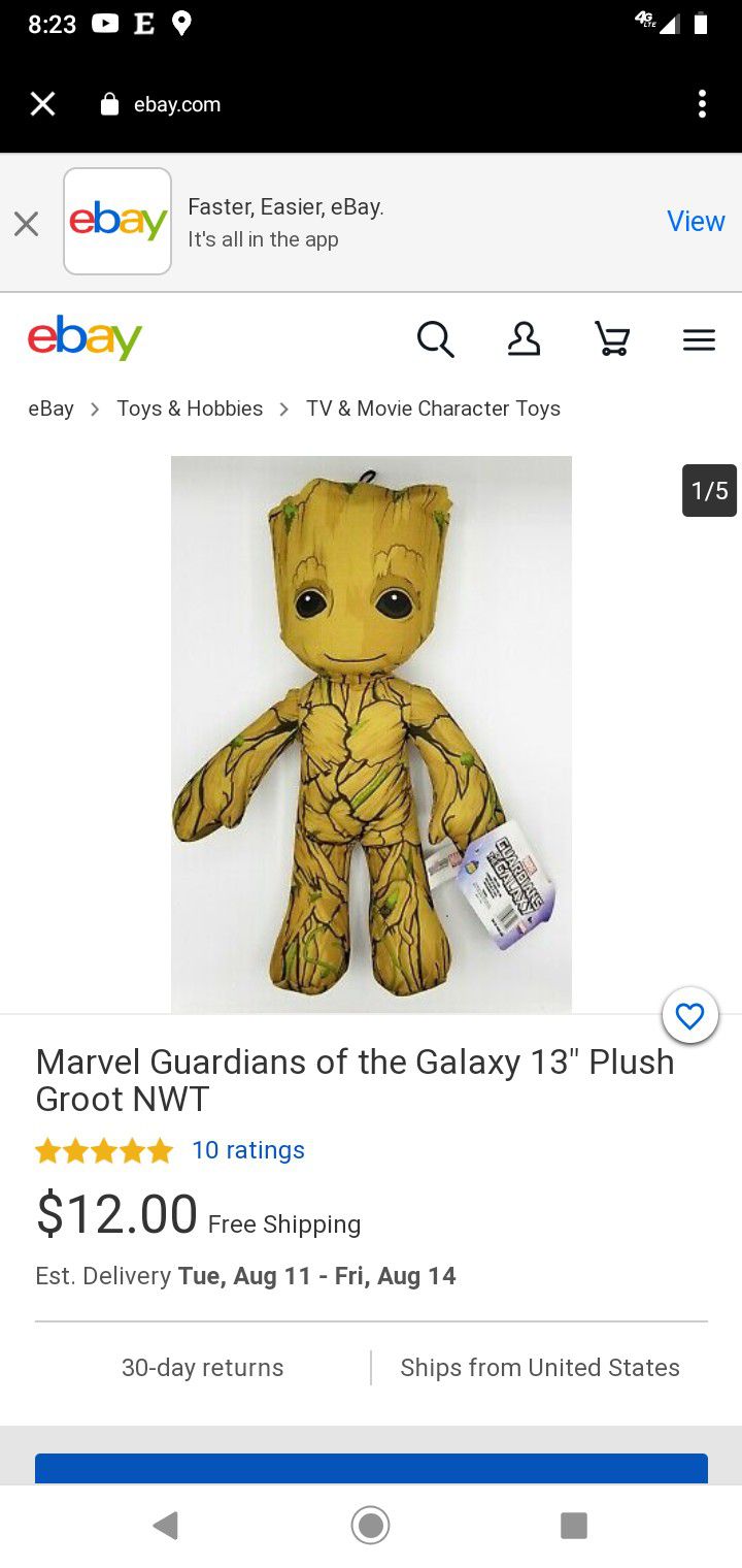 Plush Groot tap picture to see price on eBay