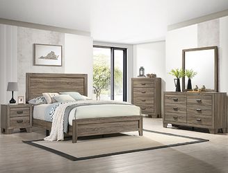 Queen bed dresser mirror one night stand