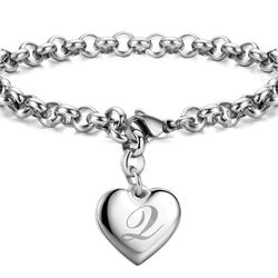 Initial Charm Bracelets for Girls Letters Alphabet Heart Bracelet Jewelry 