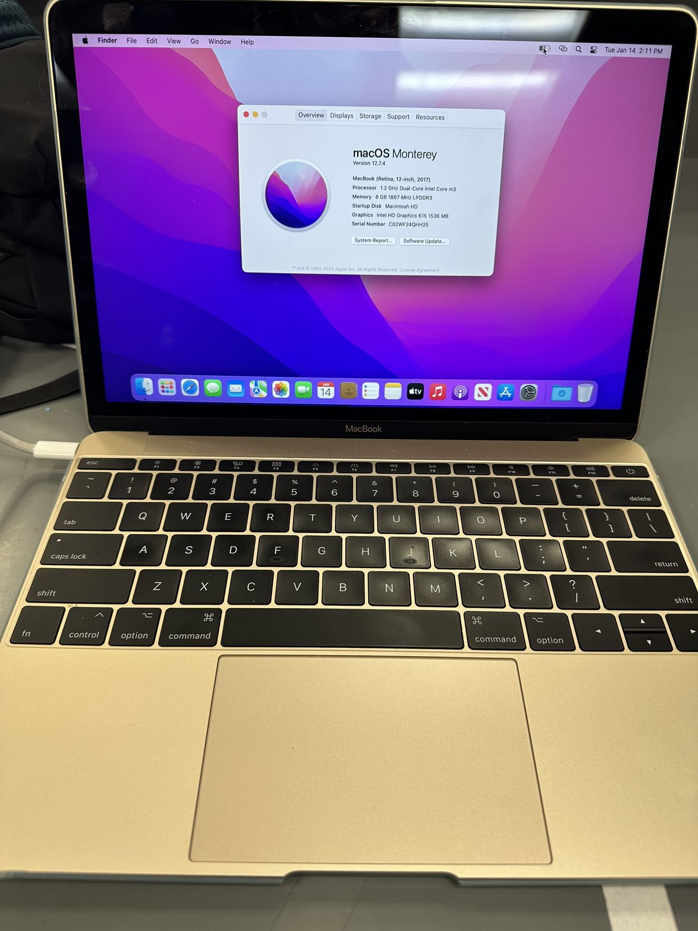 RARE Apple MacBook 2017 Gold 12” Intel M3 8gb Ram 256gb BARELY USED