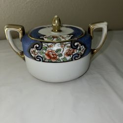 Floral Porcelain Sugar Bowl With Lid