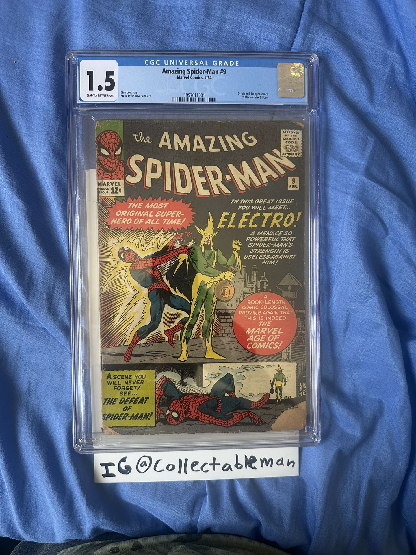 AMAZING SPIDER-MAN #9 CGC 1.5 1964 1ST APPEARANCE OF ELECTRO MARVEL COMICS