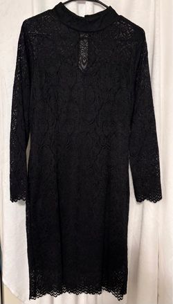Black Lace Long Sleeve Mini Dress