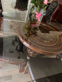 Glass dining table with 6chairs