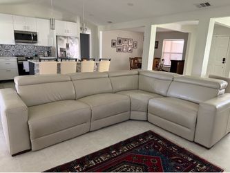 Beautiful light grey real leather sectional