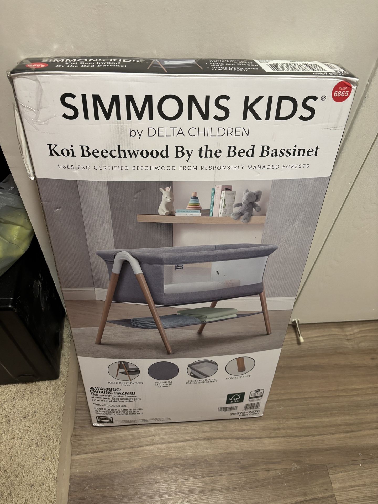 Simmons Kids Koi Beechwood By The Bed Bassinet