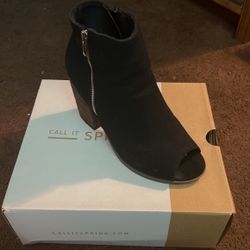Black Heel Booties Open Toe 