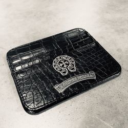 Chrome Horseshoe Hearts Snakeskin Wallet Card Holder Logo  Leather 