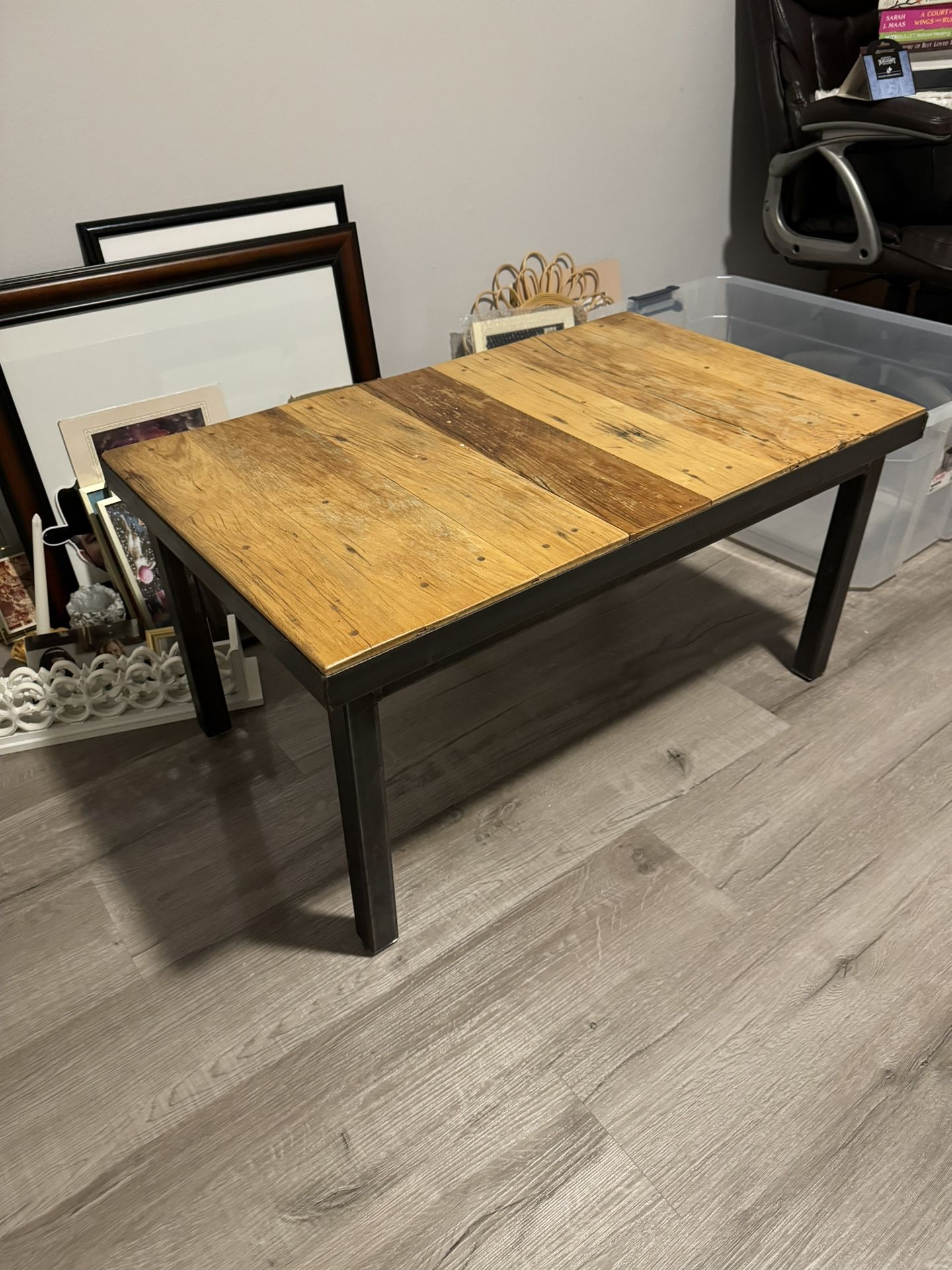 Hand-welded Industrial Style Real Wood Coffee Table