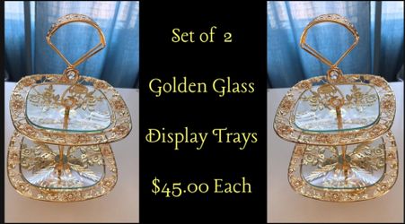 Golden Star imports 2 Tier Golden Glass Display