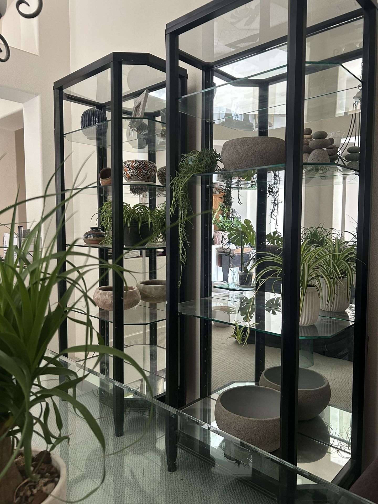 Massive 7.5 Ft Glass & Mirrored Shelves $250 Pair *Read Description*