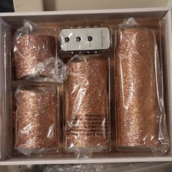 Candles Set With Remote Gold Glitter New With Box 