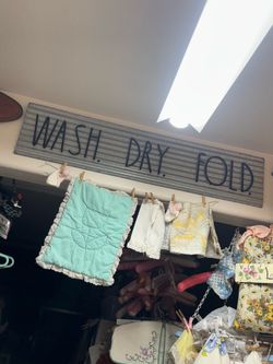 Rae Dunn “Wash. Dry. Fold.” Galvanized Metal Wall Sign