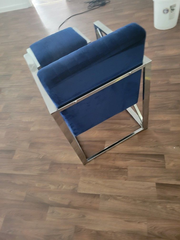 Blue Suede ACCENT CHAIR AND FOOT REST