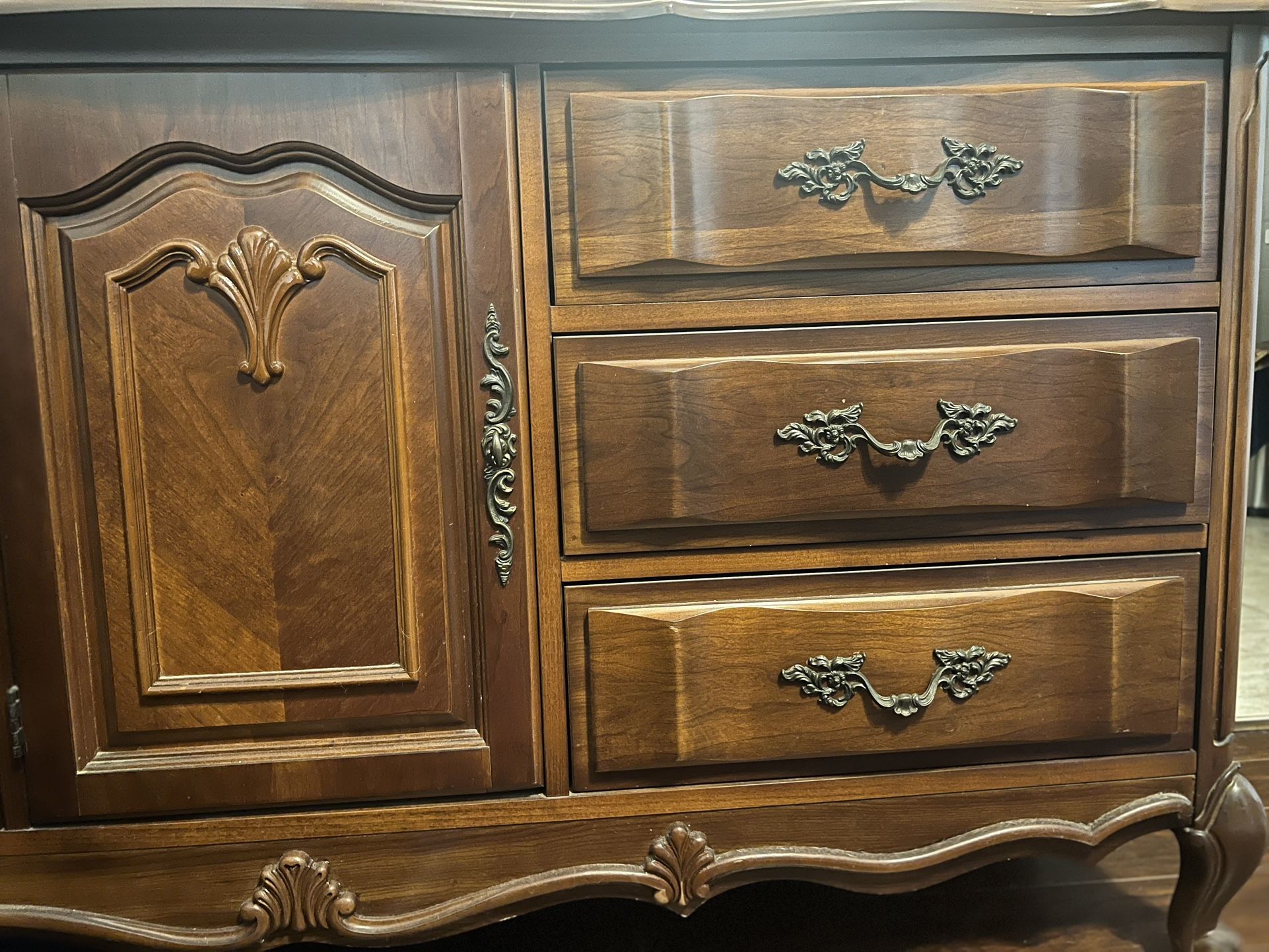 Solid Wood Night Stand And Dresser W/ Mirror
