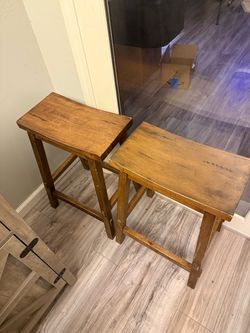 Halifax Farmhouse Wood Counter Height Bar Stools Set of 2