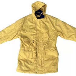 KAOS Yellow Windbreaker Coat Hooded Jacket Womens Size Medium EUC