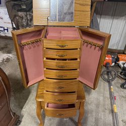 Nice Wood Standing Jewelry Cabinet