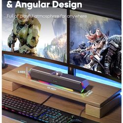 Computer Speakers for Desktop, Touch Lights PC Speakers with Surge Clear Sound, USB C/USB