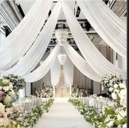 White voile sheer fabric