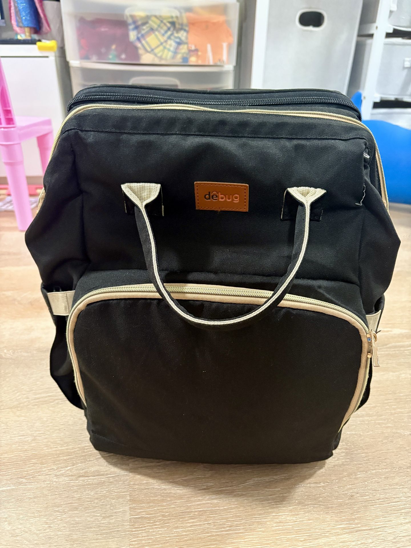 Diaper Bag with Foldable Bed
