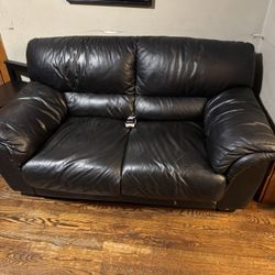 FREE!! 2 Black Leather Loveseat