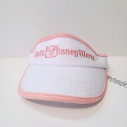 Walt Disney World Park White and Pink Terry Cloth Visor NEW