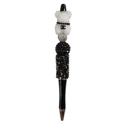 Fashion Fancy Bling Bear Custom Beaded Ballpoint Twist Pen Rhinestones White