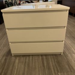 White Three Drawer Dresser