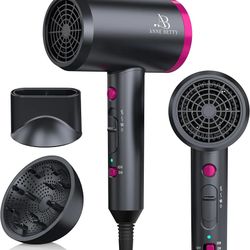 New Hair Dryer with Diffuser for Curly Hair, 1800W Ionic Blow Dryer for Women & Men, Fast-Drying, Lightweight, Low Noise, Hair Care Styling Tool 