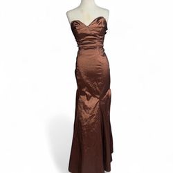 Copper Satin Strapless Maxi Dress ✨ Formal Prom Gown
