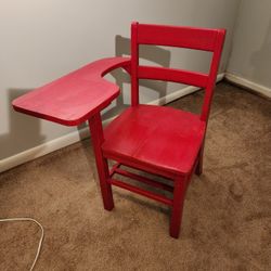 Old Wooden School Desk Chair
