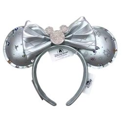 Disney Parks 100th Anniversary Platinum Silver Bow Minnie Mouse Ears Headband